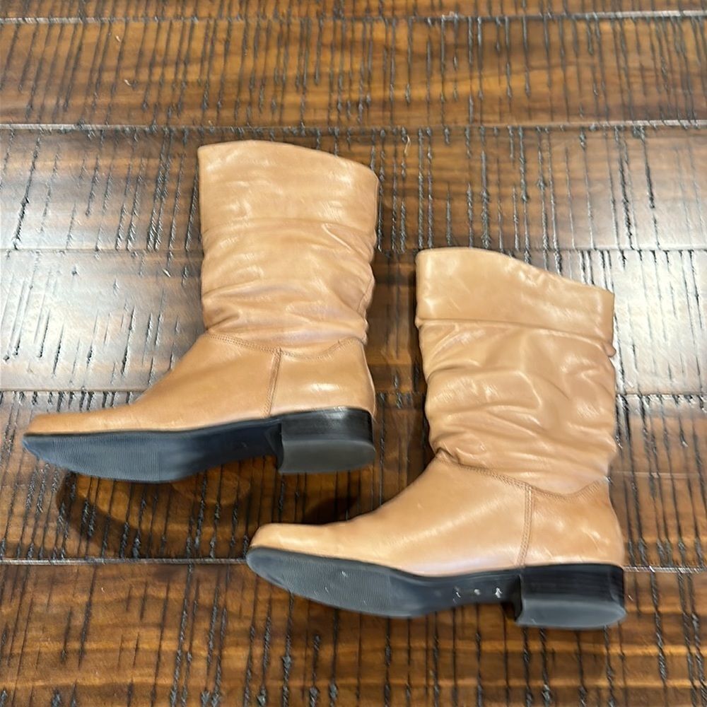 Camel tan slouch leather boots 6.5 festival - Picture 2 of 9